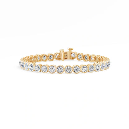 9.43-Carat Round-Cut Lab-Grown Diamond Tennis Bracelet — Bezel-Set Design, 18K Solid Gold, Comfortable Fit, Unisex — Wholesale Jewelry