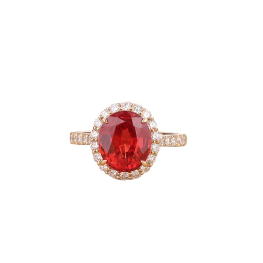 Custom 18K Solid Gold Ring — Oval-Cut Lab-Grown Diamond Ring with Sapphires — Classic Engagement Ring — Ideal for Parties, Weddings, and Anniversaries