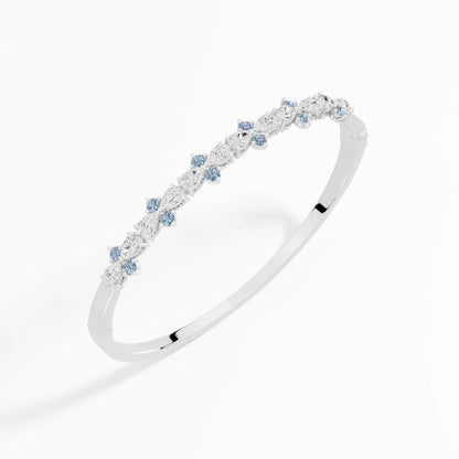 Most Sought-After Luxury 3.04-Carat Lab-Grown Blue & White Pear-Shaped Diamond 18K Solid Gold Bracelet — A Best-Seller
