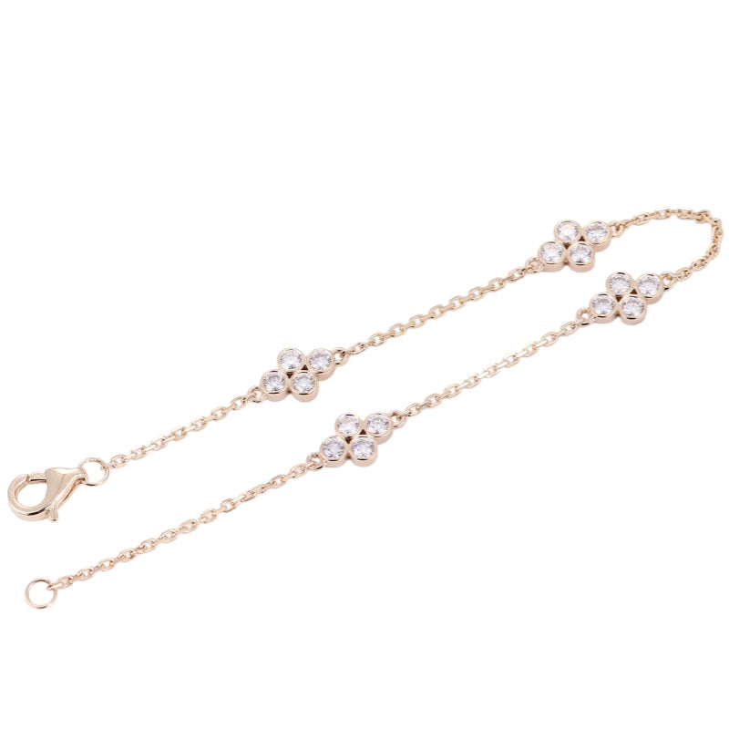 18K Real Gold Round-Cut Lab-Grown Diamond Women's Bracelet