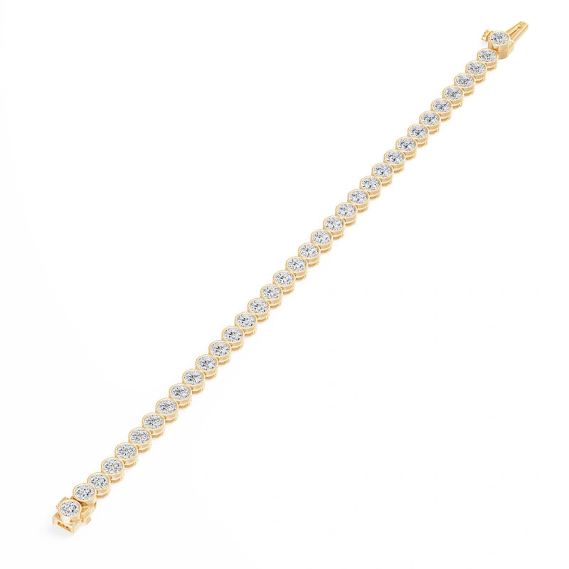 9.43-Carat Round-Cut Lab-Grown Diamond Tennis Bracelet — Bezel-Set Design, 18K Solid Gold, Comfortable Fit, Unisex — Wholesale Jewelry