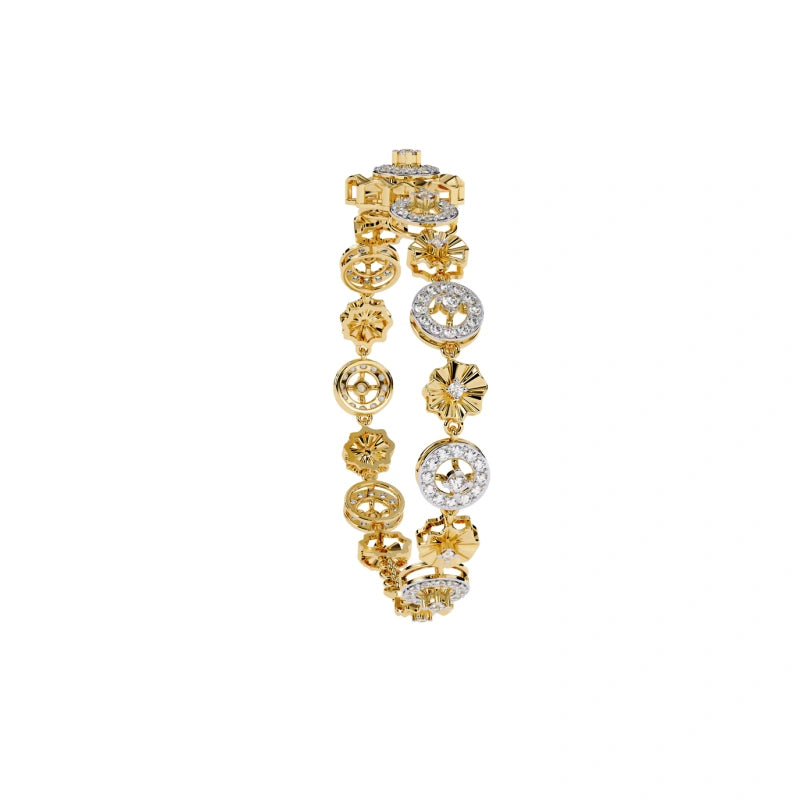 Exquisite 18K Real Gold 1.29-Carat Round Lab-Grown Diamond Women's Wedding Bracelet & Bangle — Luxury Jewelry