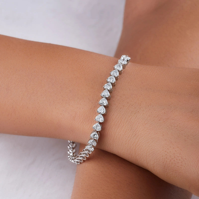 Romantic Heart-Shaped Lab-Grown Diamond Tennis Bracelet — Customizable & Wholesale — The Ultimate Valentine's Day Gift for Her — 3.53 Carats