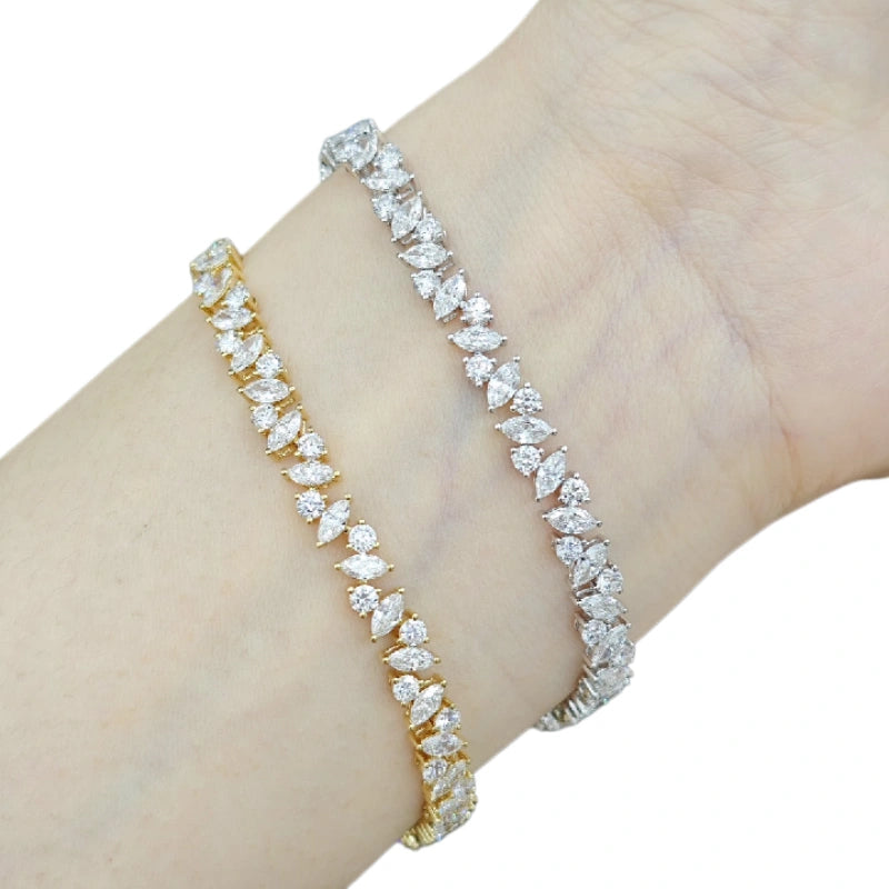 Luxurious & Glamorous Jewelry Gift: 18K Gold Bracelet Set with Lab-Grown Diamonds — A Best-Selling, Stylish Tennis Bracelet and Wedding Bracelet