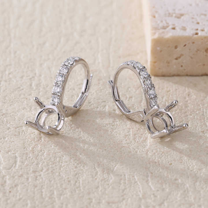 18 karat gold natural diamond embedded gem earrings