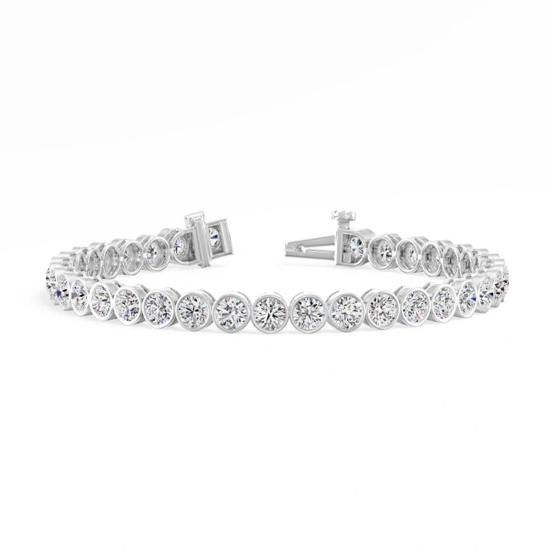 9.43-Carat Round-Cut Lab-Grown Diamond Tennis Bracelet — Bezel-Set Design, 18K Solid Gold, Comfortable Fit, Unisex — Wholesale Jewelry