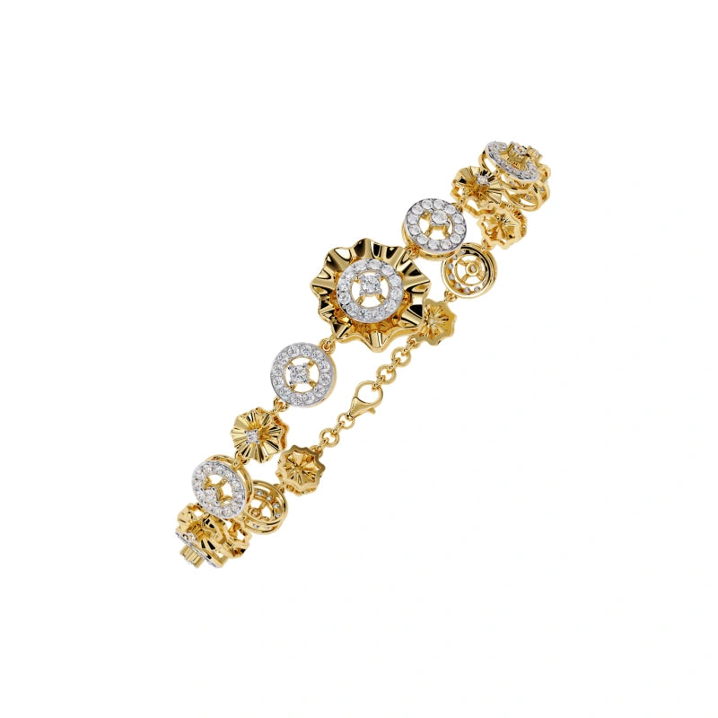 Exquisite 18K Real Gold 1.29-Carat Round Lab-Grown Diamond Women's Wedding Bracelet & Bangle — Luxury Jewelry