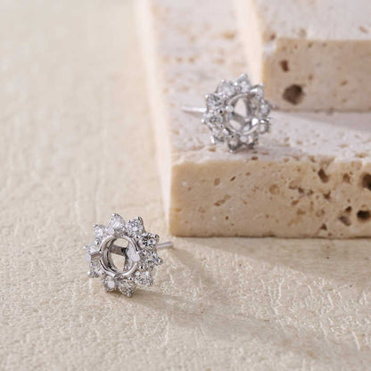 High quality 18k pure gold natural diamond earrings without main stone